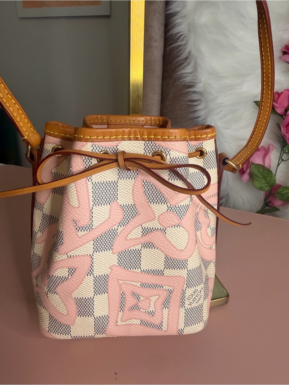 Louis Vuitton Damier Azur Tahitienne Nano Noe BB Pink Monogram Mini